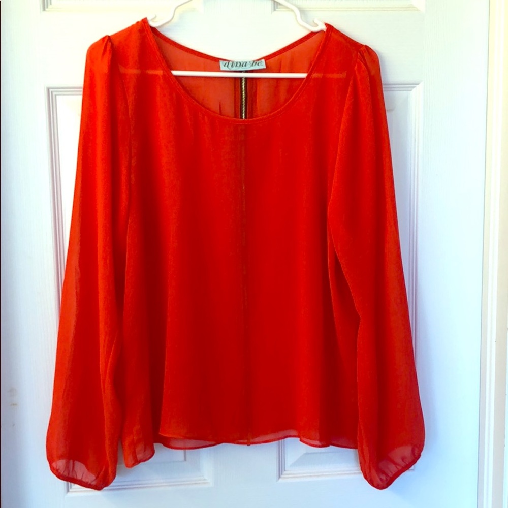 Red blouse with full zip back